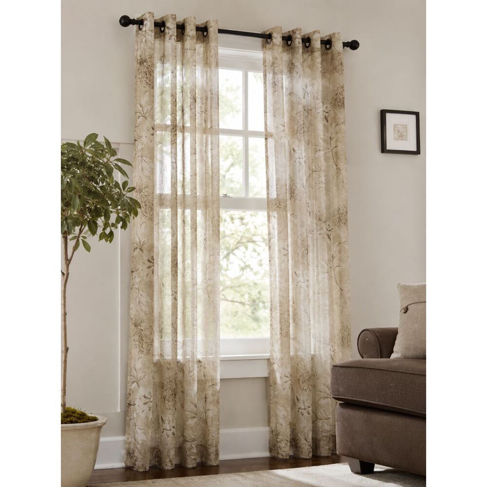 Two 50x84 Desert Khaki Linden Street JCP Spring Valley Grommet Curtain Panels